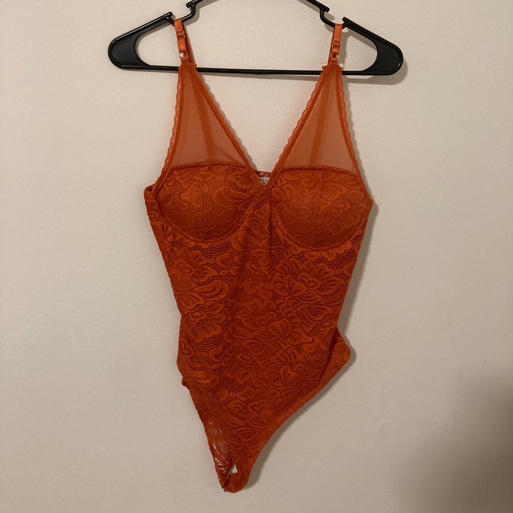 Mod Orange Lace Bodysuit